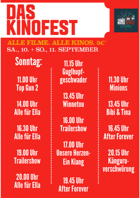 Programm für den Sonntag des Kinofestes 2022